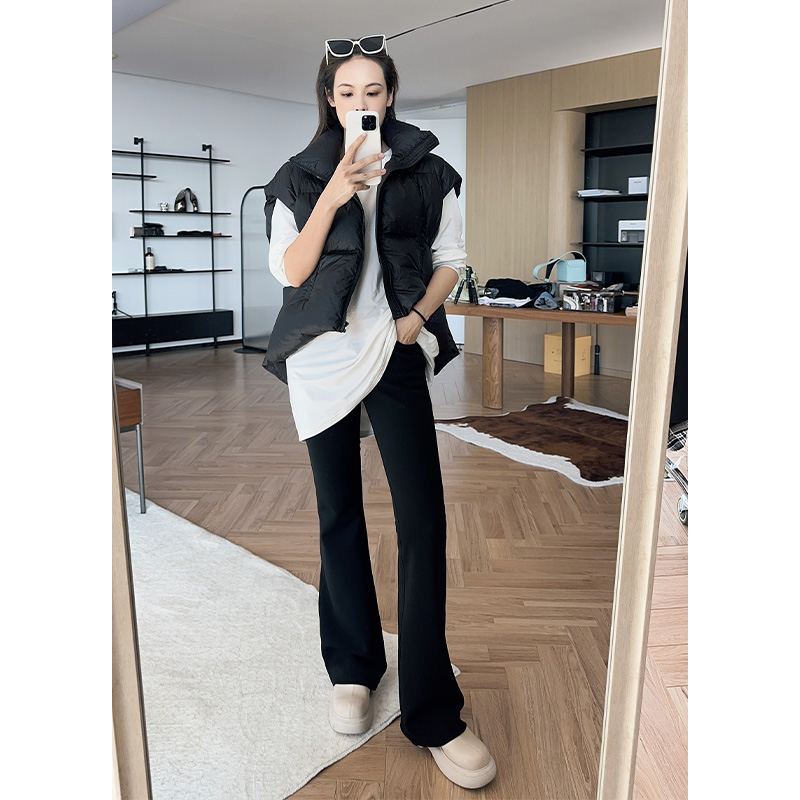 美洋MEIYANG 生姜喇叭裤 秋冬加绒微喇时尚黑色休闲裤百搭直筒