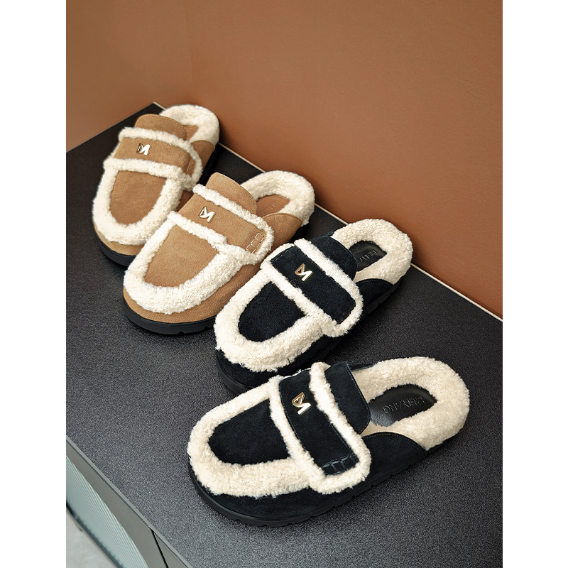 美洋MEIYANG 熊猫勃肯拖 脚上暖阳~一脚蹬圆头厚底半拖鞋