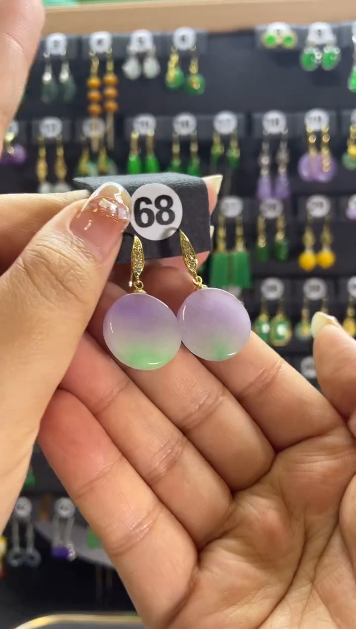 【闪购商品】翡翠耳饰银S925镶嵌68.....
