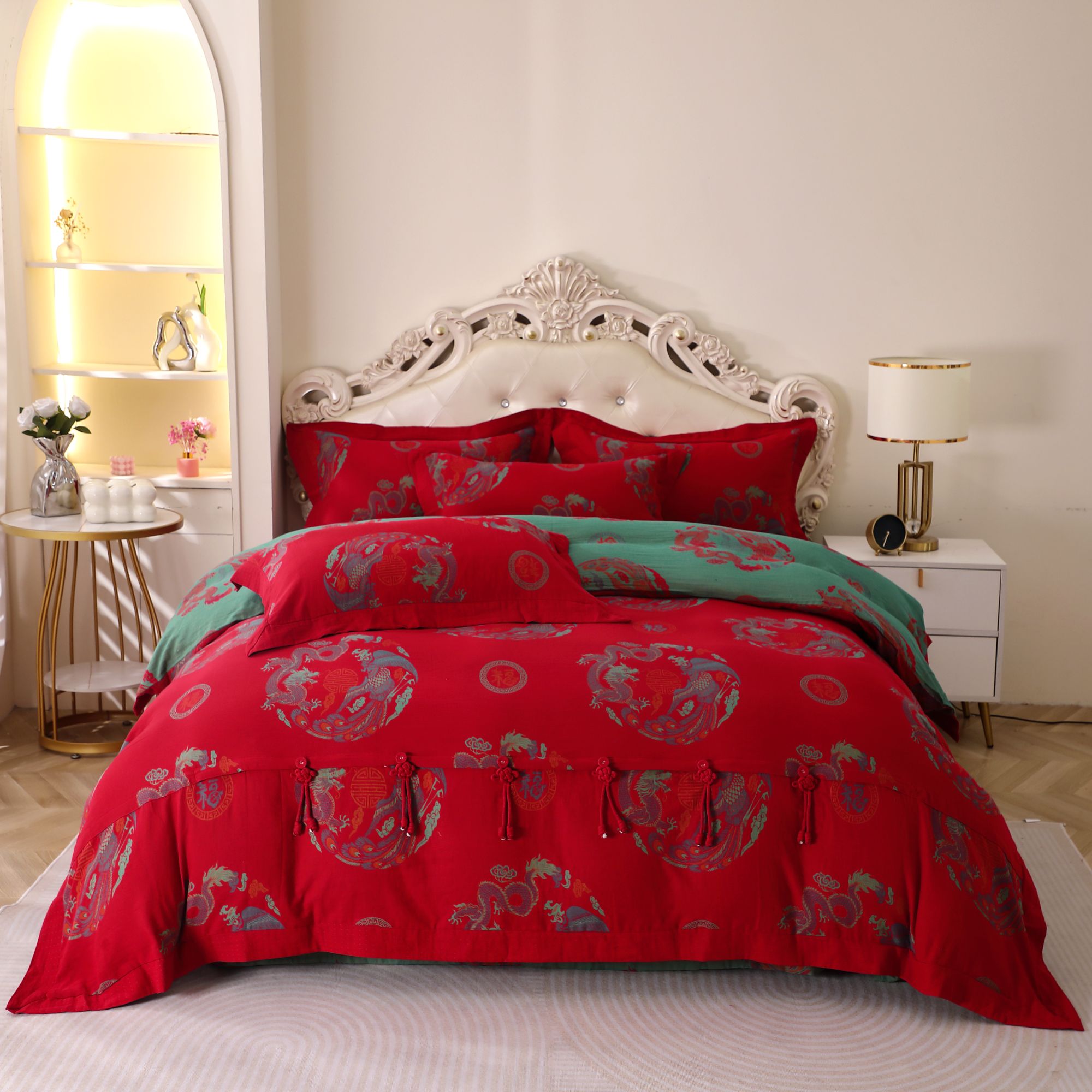 中国结全棉双层纱提花、亲肤柔软 吸湿透气 国潮.时尚流行.A类母婴