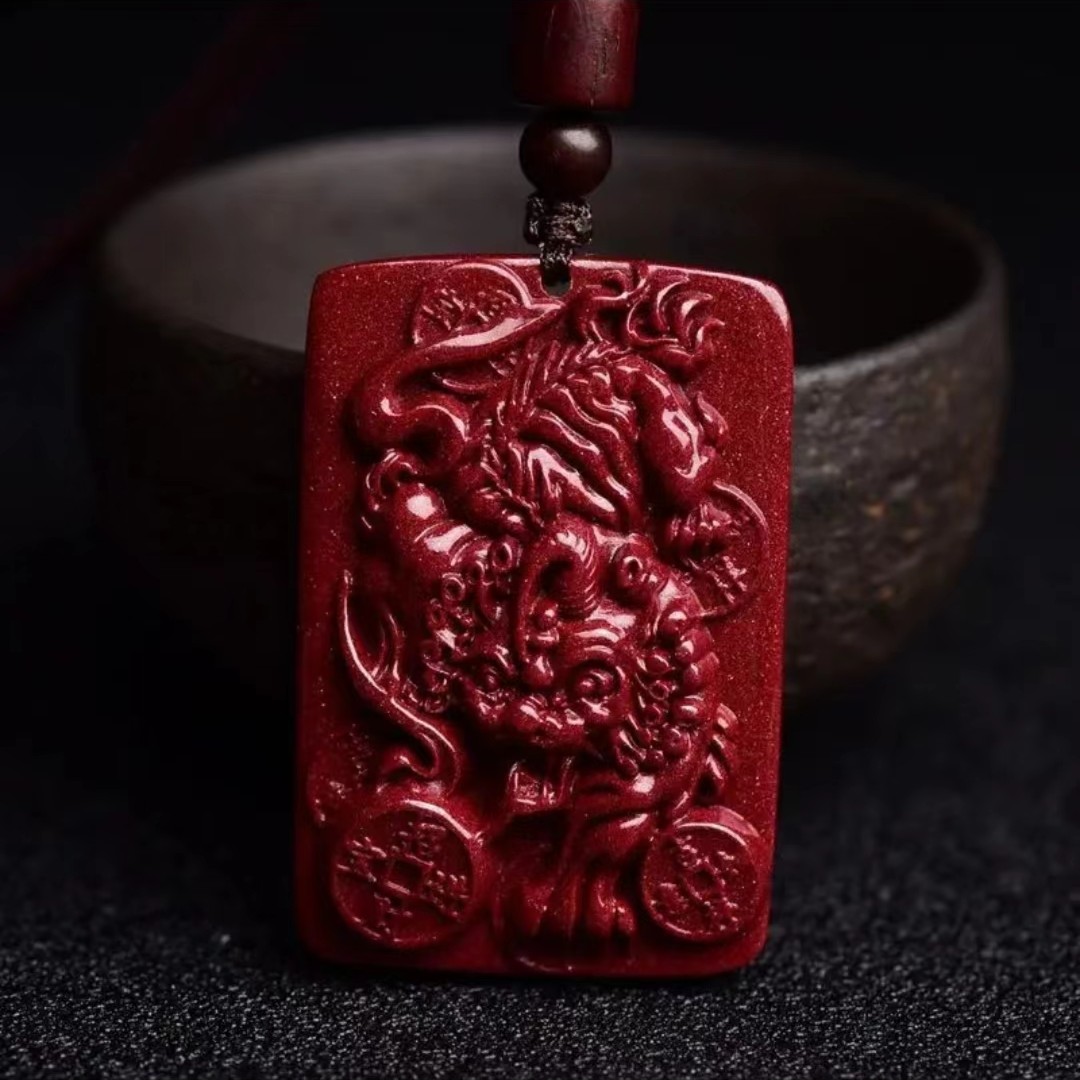 含辰砂工艺品朱砂霸王貔貅吊坠