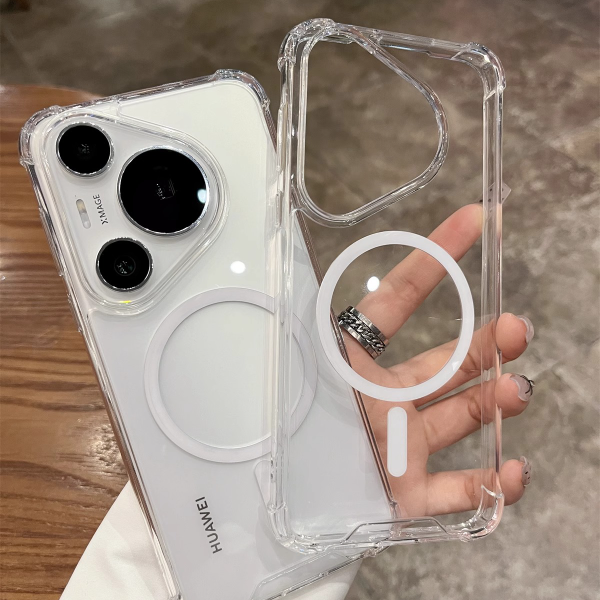 适用华为Pura70pro+磁吸无线充电手机壳P70透明超防摔60pro保护套