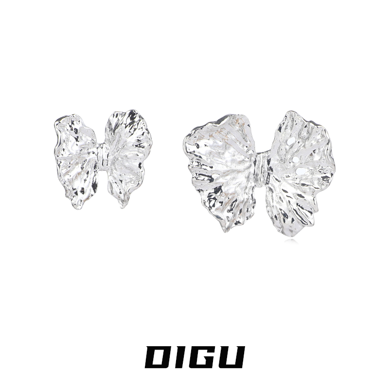 嘀咕家 铜合金无非金属耳饰 不规则金属蝴蝶结耳环耳夹套装女耳钉