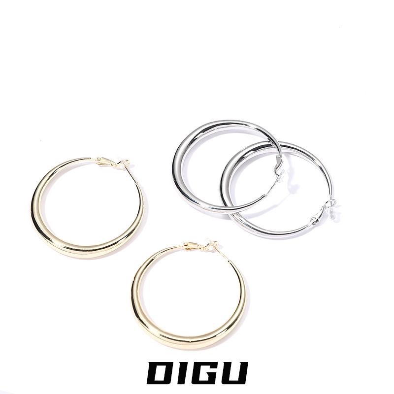 嘀咕家 铜合金耳饰 欧美夸张大圆圈耳环时尚小众复古素圈