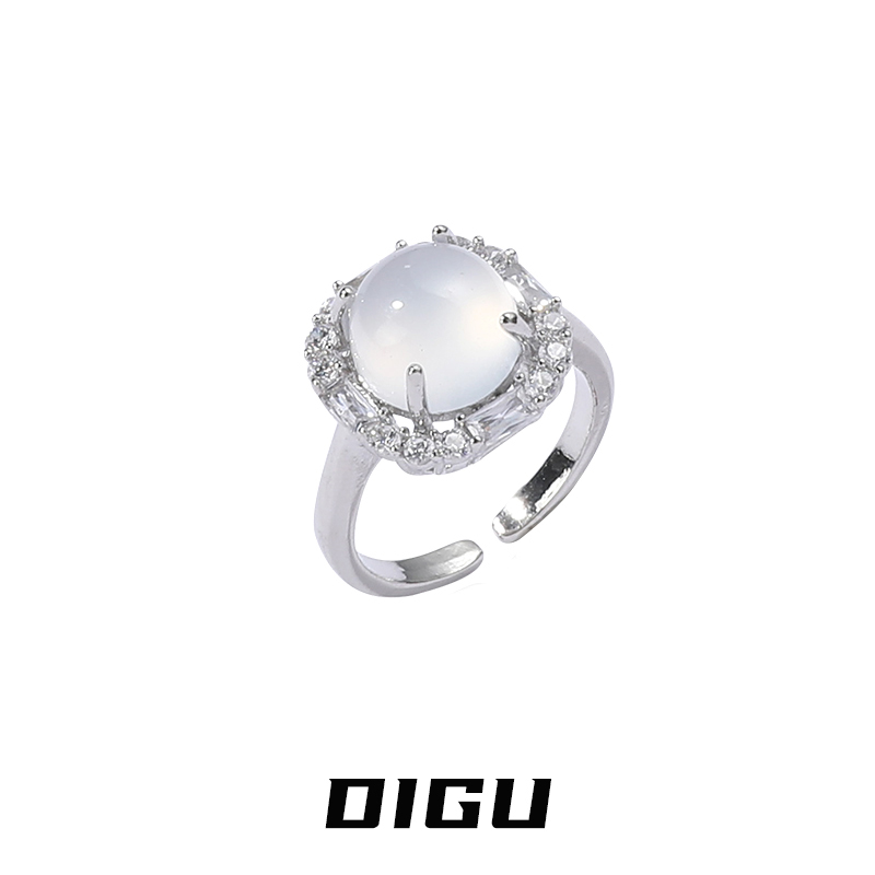 嘀咕家 铜合金戒指 镶钻戒指女小众设计感开口可调节食指指环