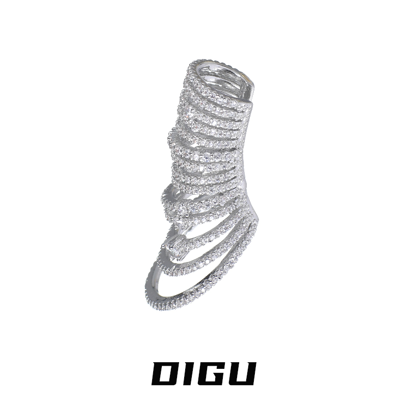 嘀咕家 铜合金合成锆石耳饰 多层满钻耳夹女锆石耳骨夹无痛耳饰