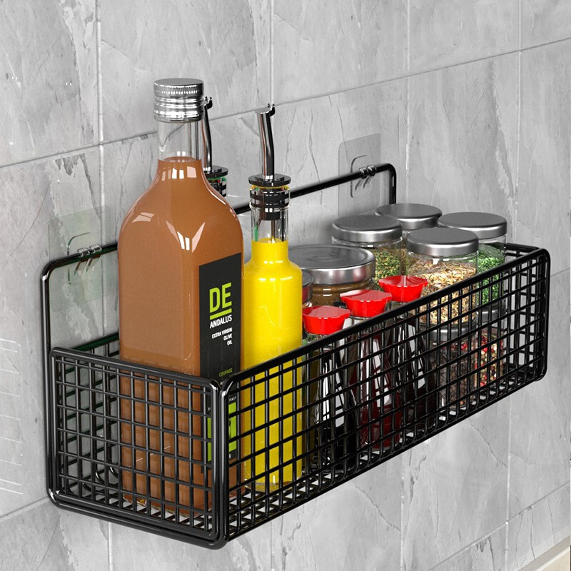 厨房调料置物架免打孔壁挂储物佐料收纳挂件单层沥水菜篮壁挂式