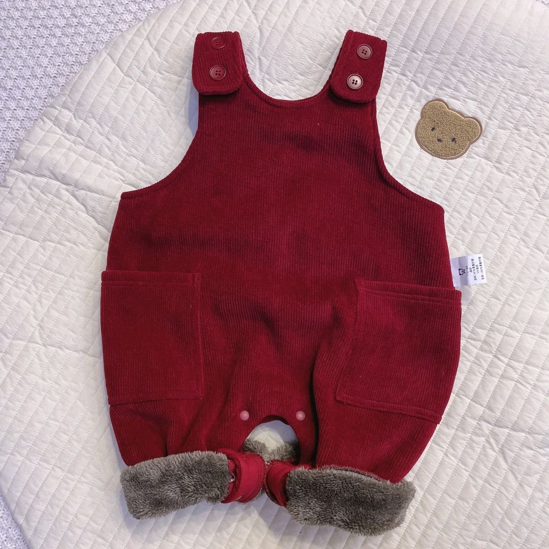 【小扬哥推荐】儿童新款背带裤宝宝灯芯绒棉裤加厚保暖女童男女秋