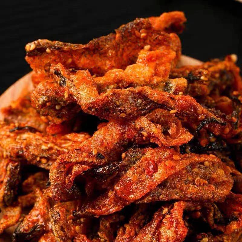 美味香辣香酥鱼皮即食小海鲜鱼皮干办公室小吃蜜汁鱼皮美味酥脆