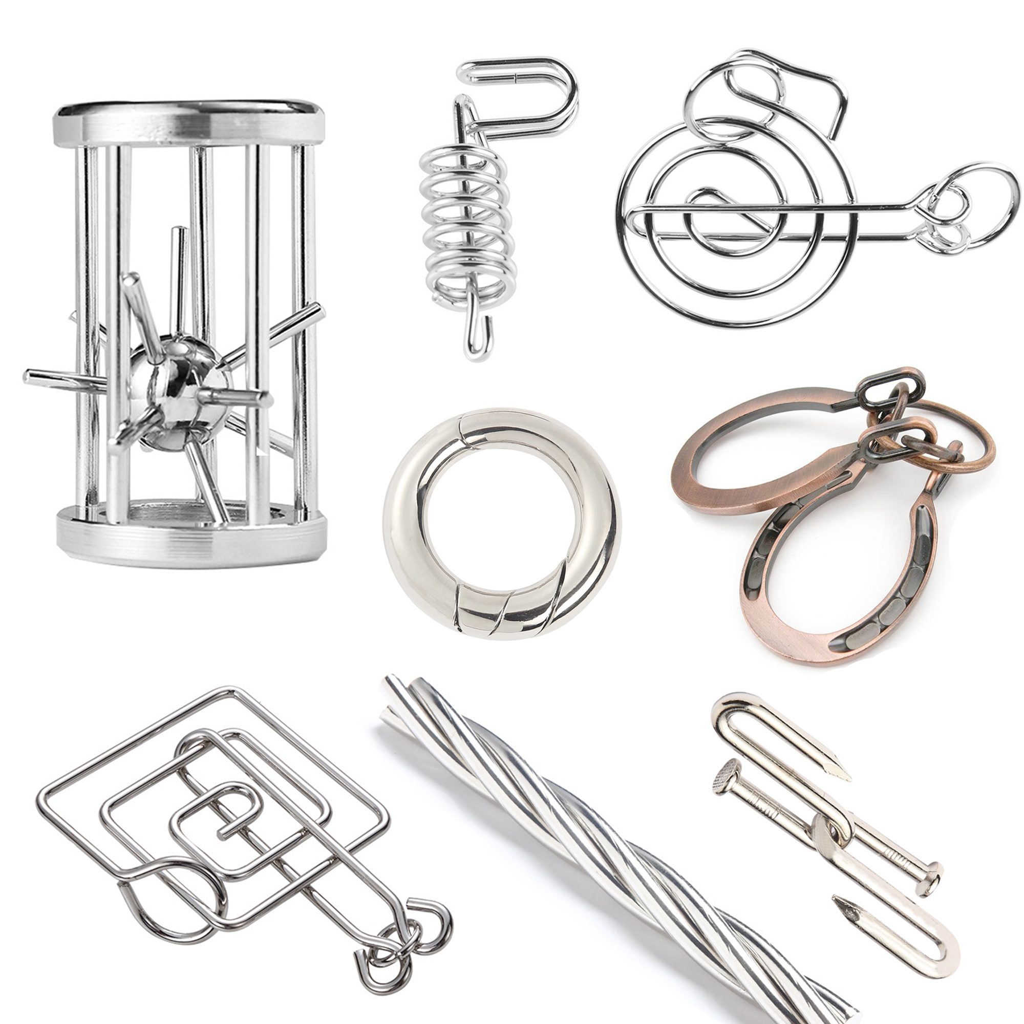 铁麻花益智九连环智力解扣峰回路转蜗牛环儿童空间动手思维力训练