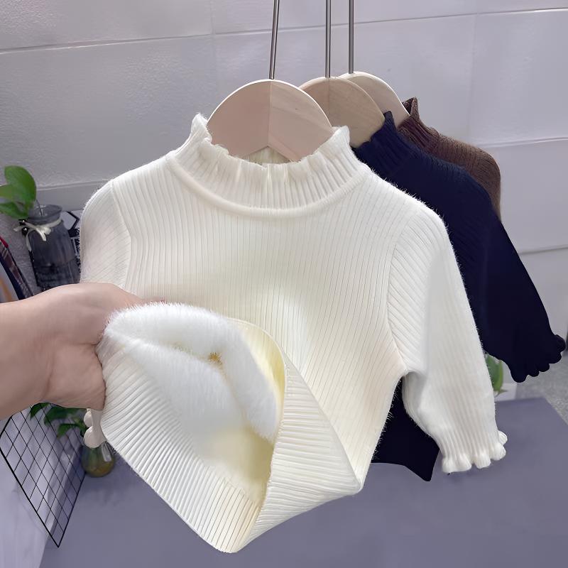 儿童一体绒内搭高品质女童毛衣加绒2025年新款宝宝洋气半高领打底