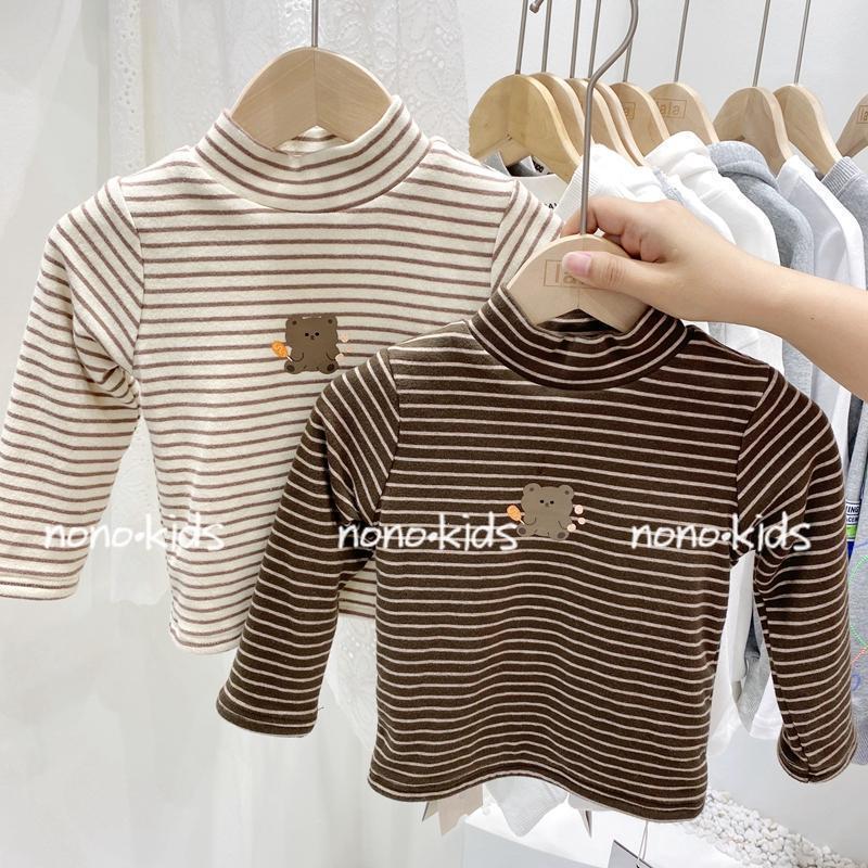 秋冬加厚童装男女童宝宝可爱小童条纹半高领德绒保暖t恤打底衫潮