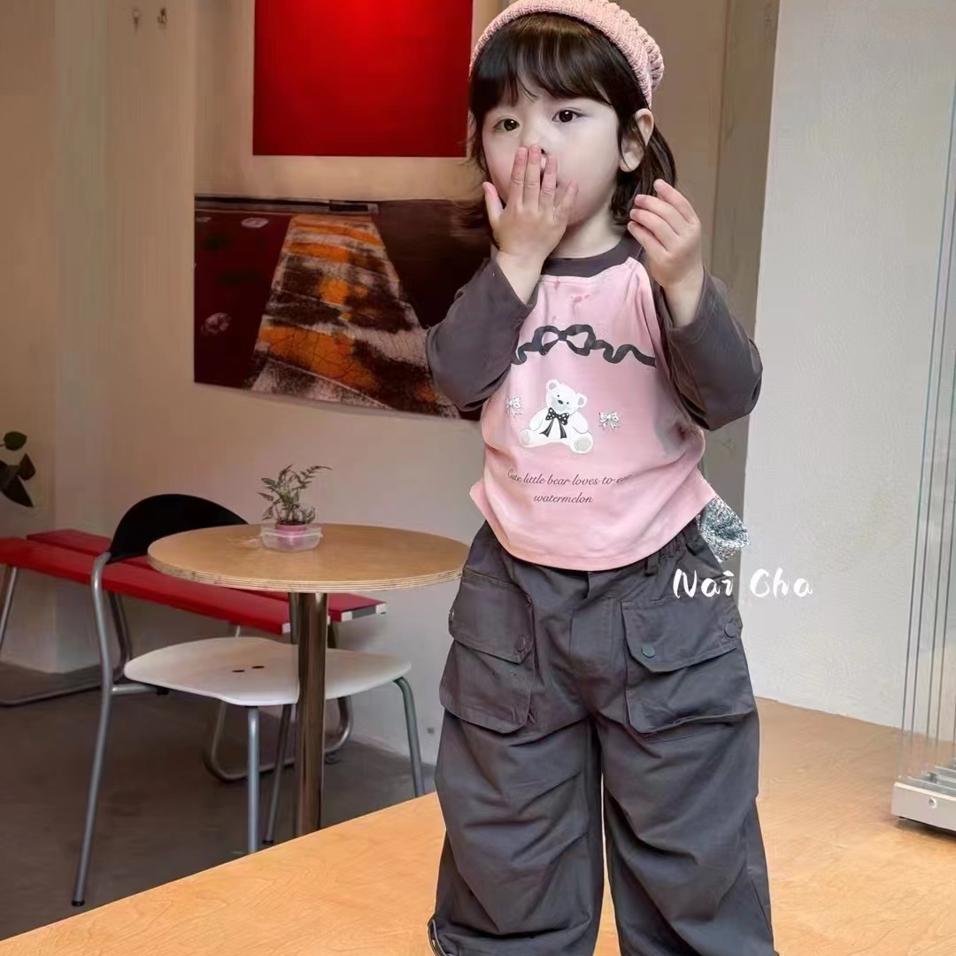 秋季新款儿童长袖T恤可爱上衣女童洋气时尚百搭休闲辣妹秋装洋气