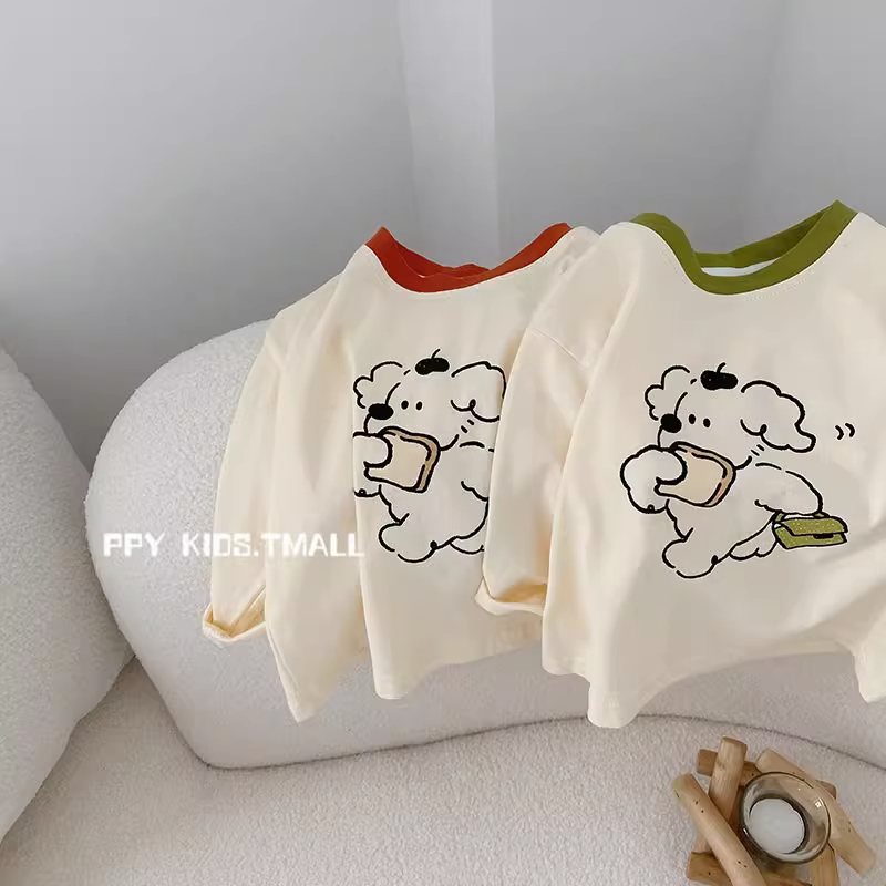 男女童秋装新款打底衫宽松儿童卡通长袖T恤小童印花上衣宝宝童装