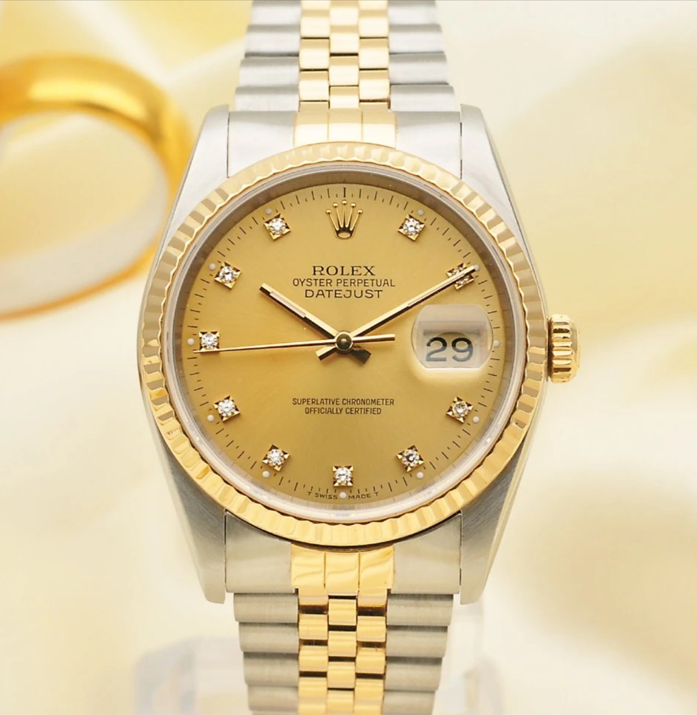 99新 Rolex/劳力士 劳力士/16233/香槟金原钻/36mm/自动机械/贵气
