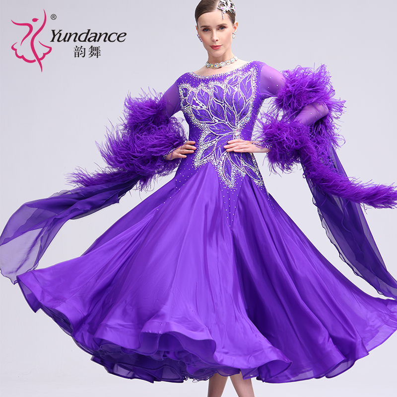 Yundance韵舞新款国际标准舞蹈摩登舞赛服表演出服花服连衣裙定制