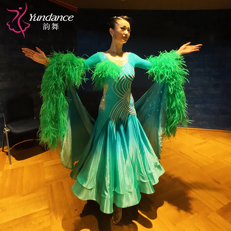 Yundance韵舞进口面料国标摩登舞赛服WDSF世界公开赛演出服定制