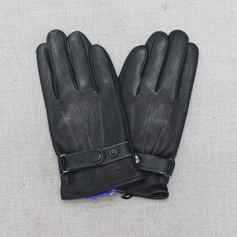 加绒男士防风骑行防寒户外冬季黑色耐磨骑车皮毛一体时尚保暖手套