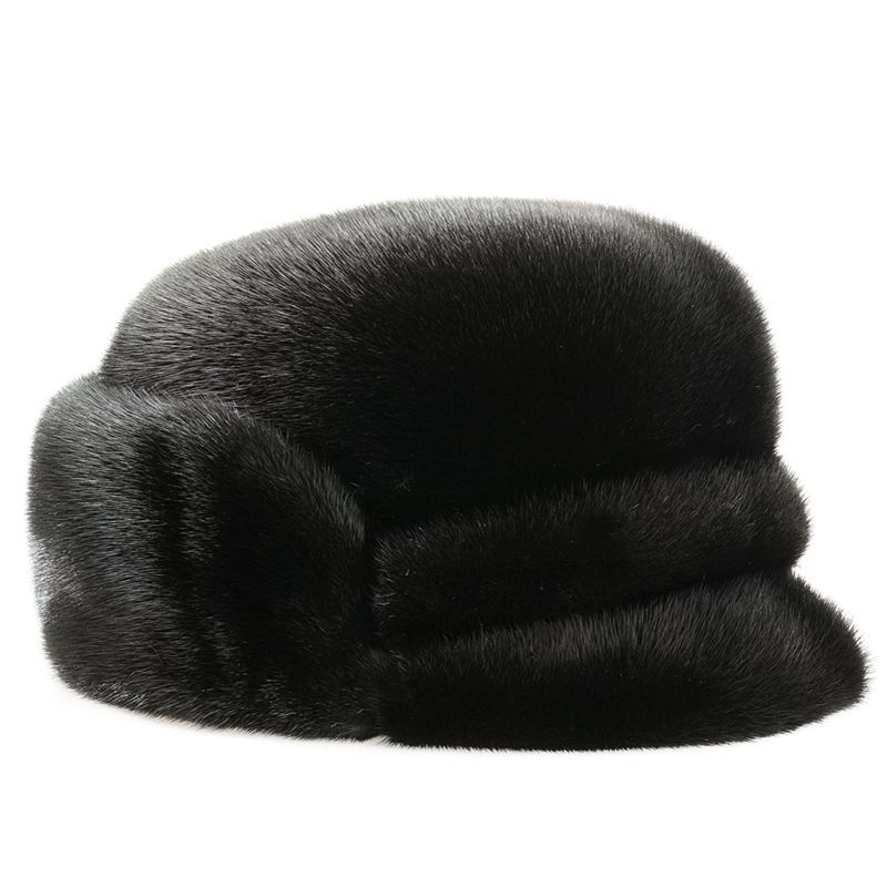 秋冬季貂毛雷克贝雷帽子男款中老年中年秋冬冬天防寒保暖老年人