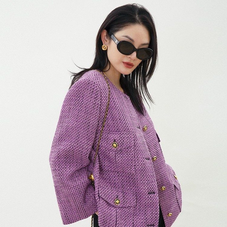 SOULKISS宽肩小香风外套"B入蕞新Chic四色"春秋款休闲绿色上衣