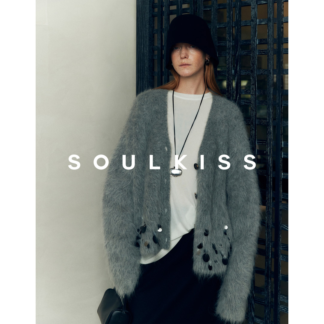 SOULKISS店主私藏 秘鲁进口羊驼毛拉毛蓬松云朵手工钉珠开衫外套