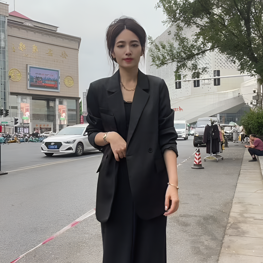 女款西服领上衣外套气质时尚女士时尚黑色职业秋季网红春秋