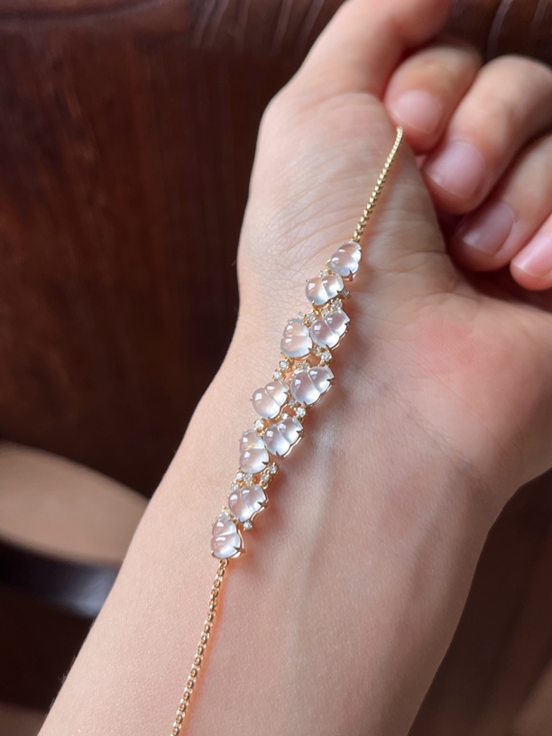 缅料18k金镶嵌玻璃种翡翠葫芦手链设计款气质个性女款时尚