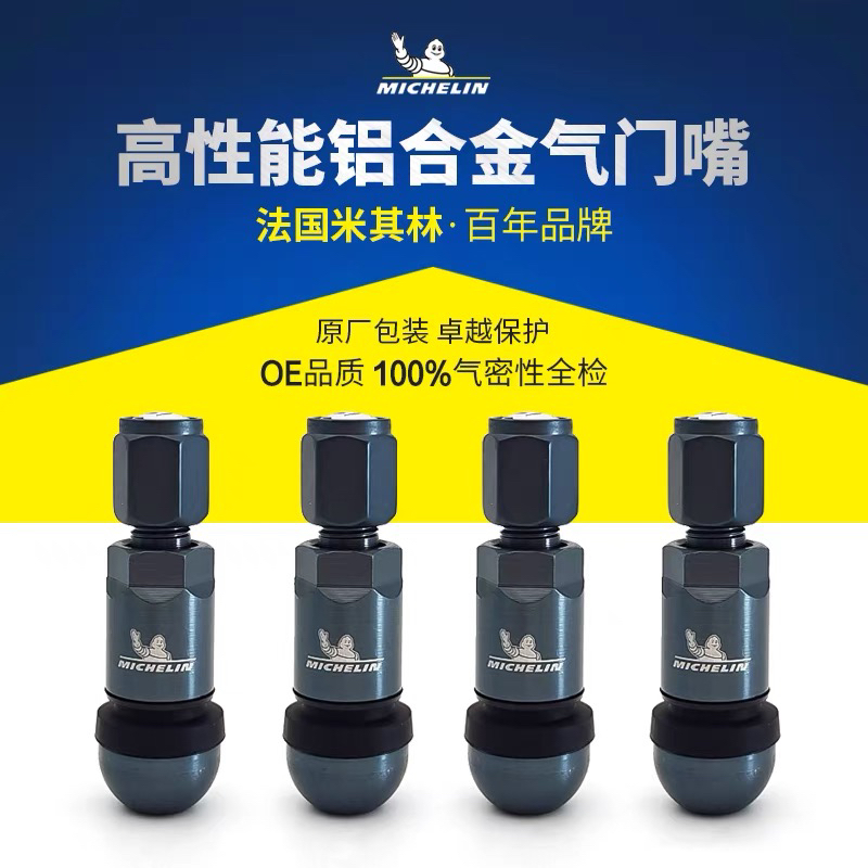 米其林汽车轮胎气门嘴真空胎铝合金气门芯套装轮胎帽