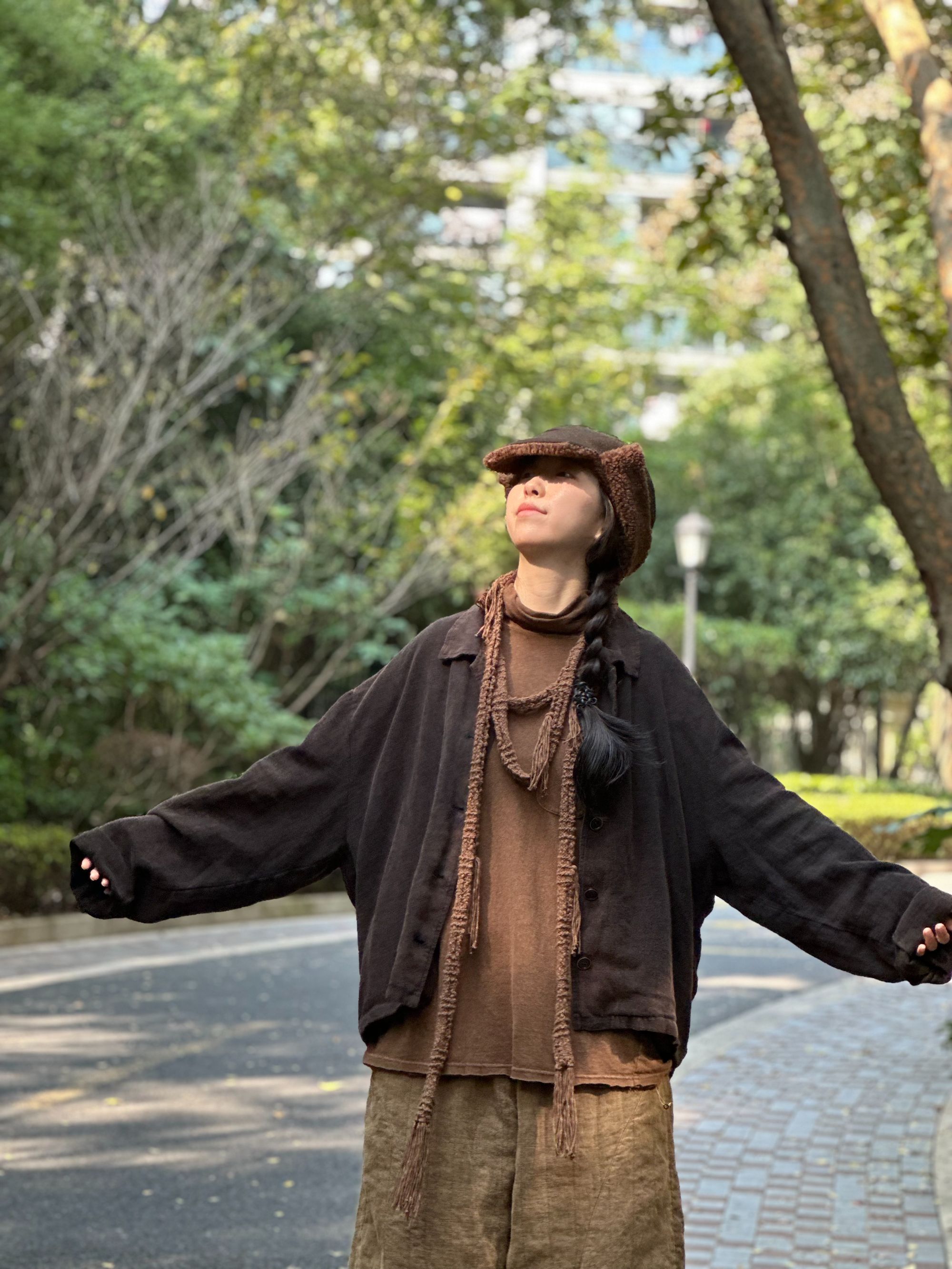 昔玙240109新款水洗做旧亚麻短款外套 前长61 后衣长64 胸围132