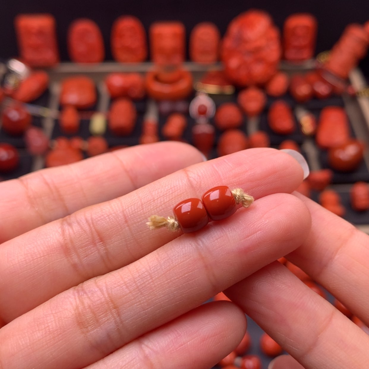 【闪购商品】南红玛瑙直切对珠6mm➕未镶嵌