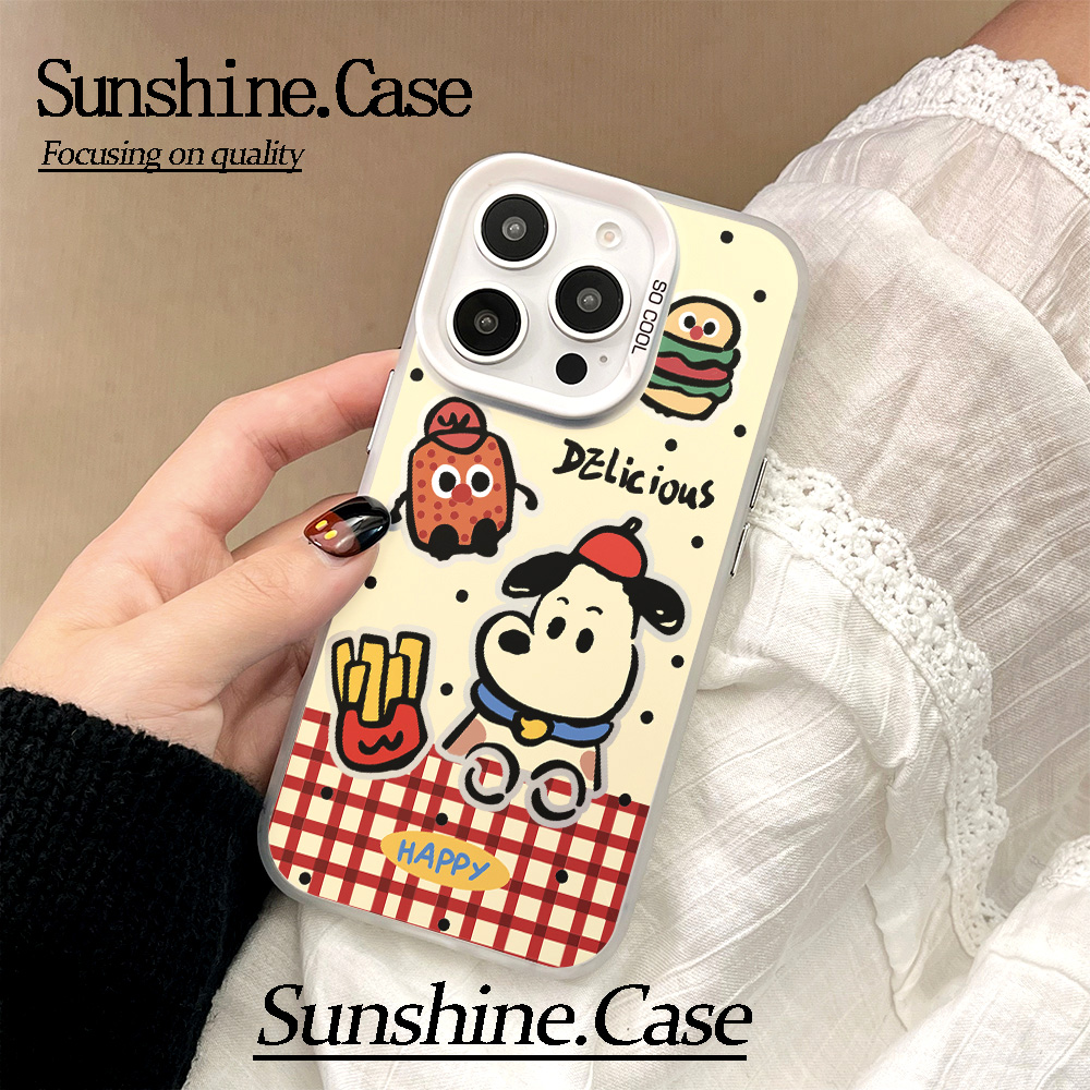 【彩银】汉堡小狗适用于苹果16promax华为vivo小米oppo防摔手机壳