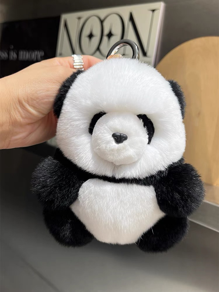 【可爱小熊猫】獭兔毛花花熊猫车钥匙扣挂件毛绒公仔玩偶包包挂饰