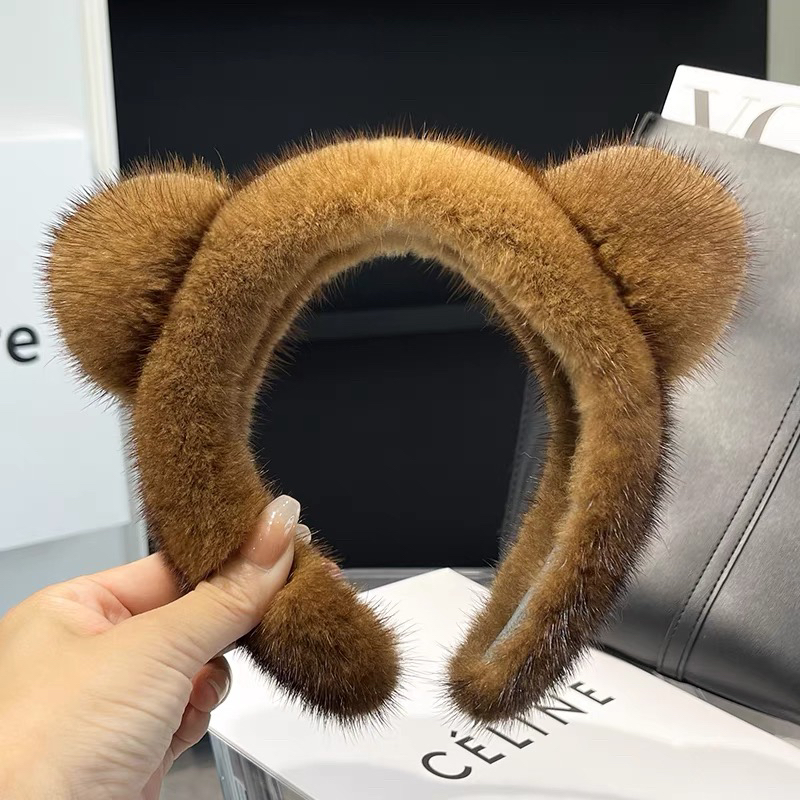 可爱洗脸发箍真水貂毛猫耳朵头箍网红毛绒头饰猫咪发饰发卡