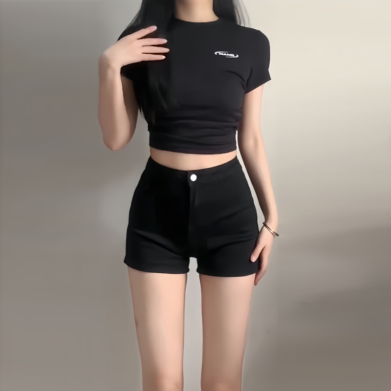 黑色牛仔超短裤女2025春秋季新款高腰辣妹包臀紧身显瘦a字热裤子