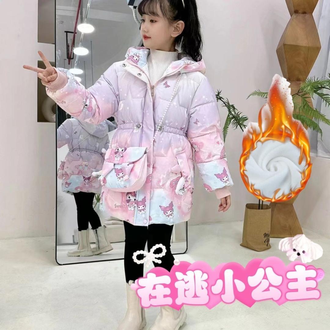 女童棉服冬季新款卡通库洛米儿童棉衣加绒加厚防寒棉袄爆款潮