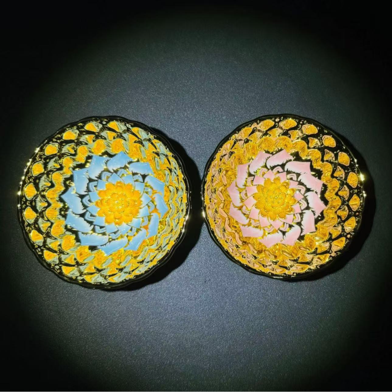 【闪购商品】高端茶器 蓝色妖姬+粉色妖姬（金莲花 对杯）