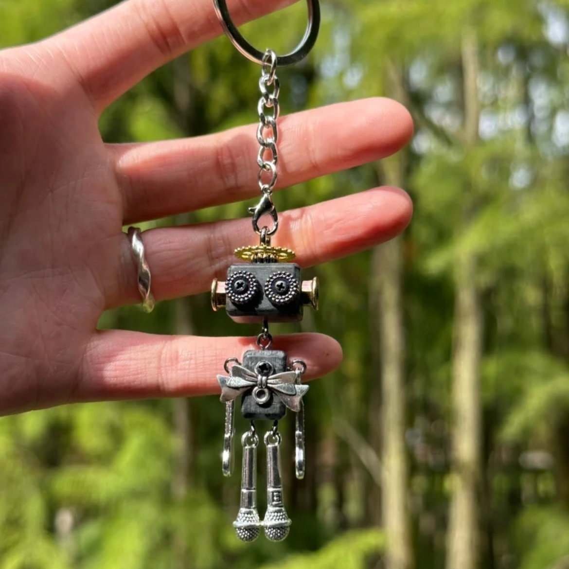 【麦霸】2025ss情侣 蒸汽朋克木质机器人小众百搭手工钥匙扣项链