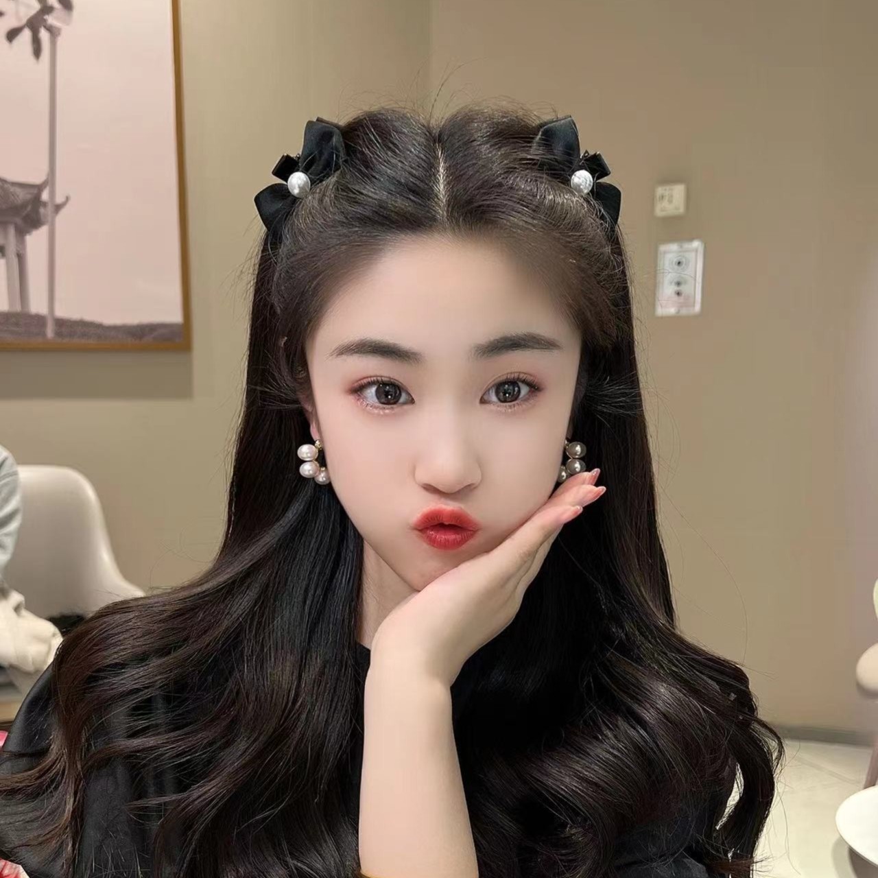 依牧2个双面蝴蝶结缎面刘海夹碎发夹气质侧边夹甜美小抓夹