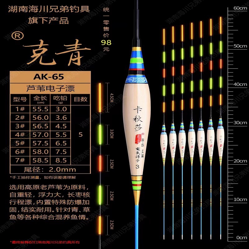 克青卡秋莎AK65老芦苇超长电子漂进口高灵敏高亮度夜钓大物夜光漂