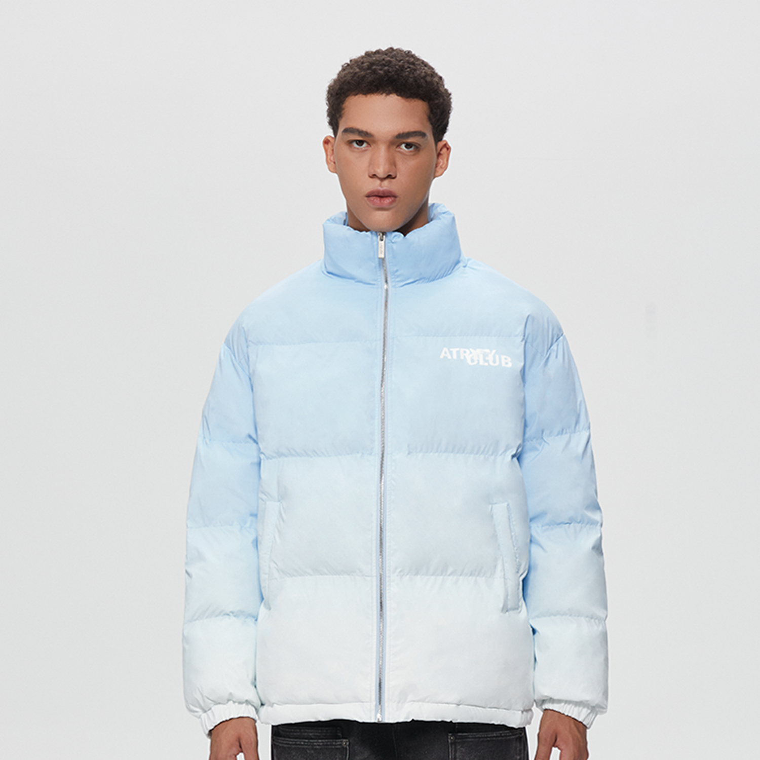 ATRY渐变破损印花棉服外套秋冬季国潮牌休闲宽松保暖情侣棉衣