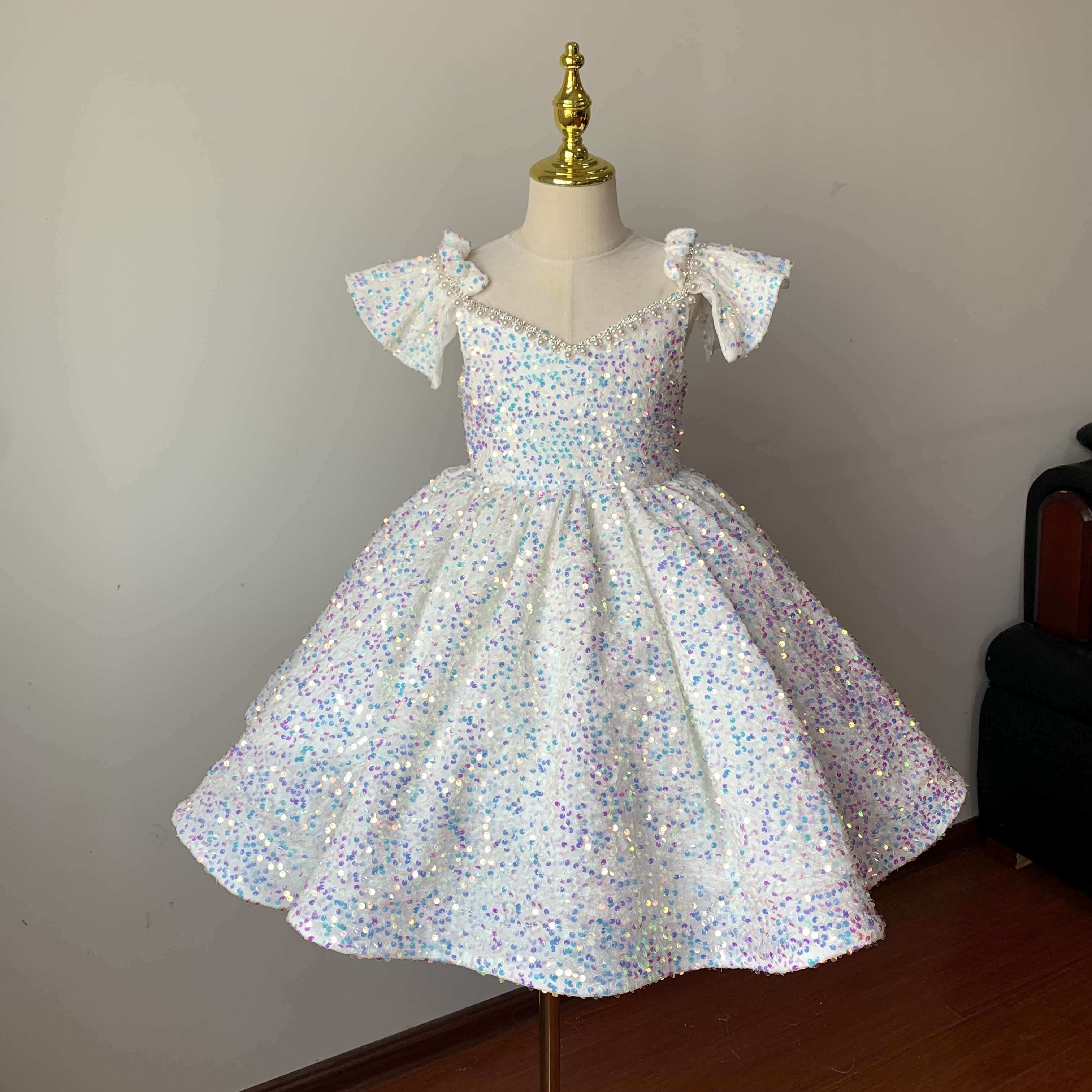 女童高端晚礼服儿童主持人钢琴演出服蓬蓬纱小女孩花童公主裙夏季