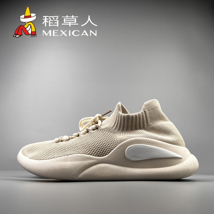 稻草人高档潮男鞋子一脚蹬懒人运动鞋男士秋季飞织透气休闲鞋潮牌商品图