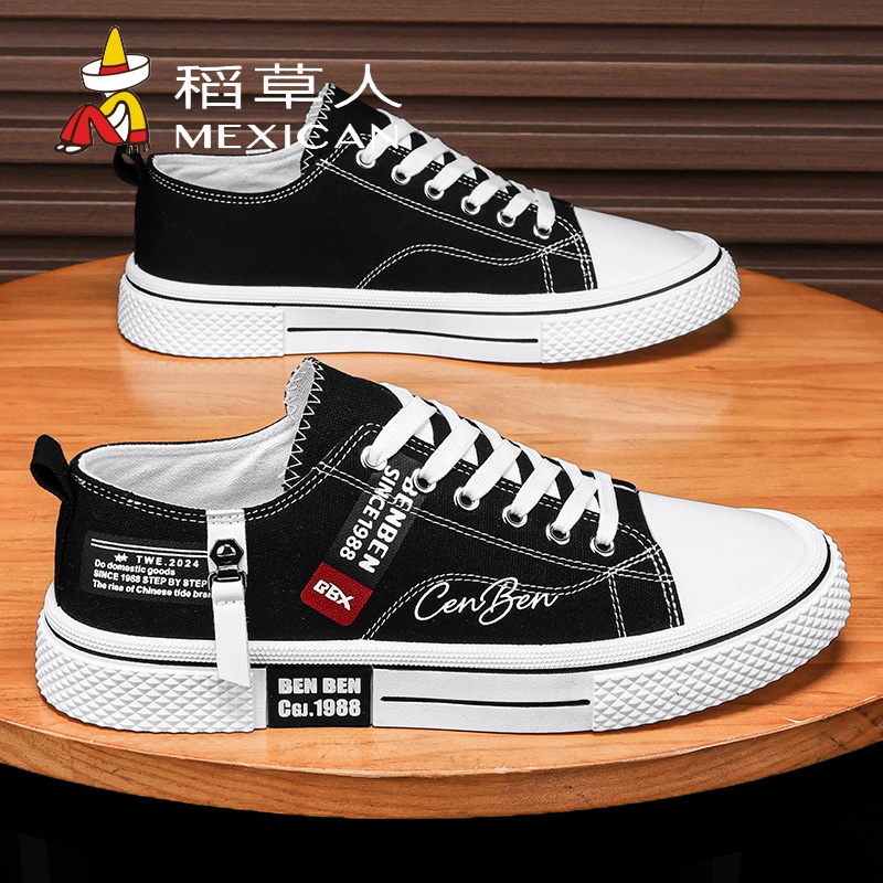 2025年夏季新款透气男士帆布鞋港风男鞋子休闲布鞋潮轻便低帮板鞋