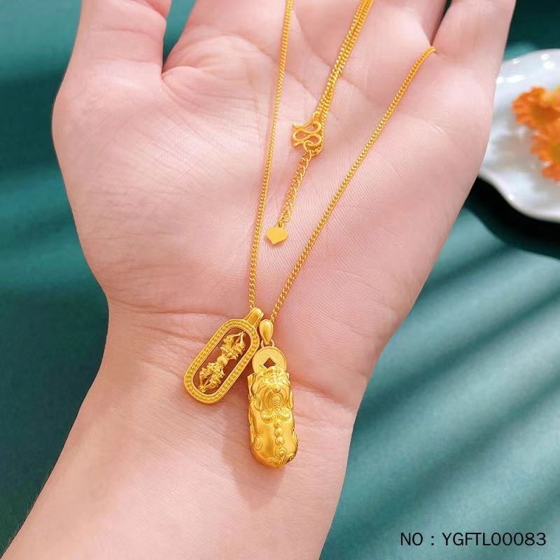 【鸳鸯金楼】古法镂空调节招财貔貅金刚杵(可转动）叠戴套