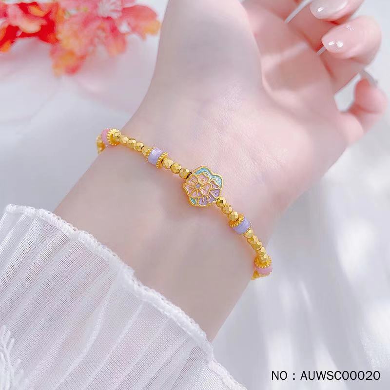 【鸳鸯金楼】空心樱花筒珠蹦迪珠间款手链弹力绳手串