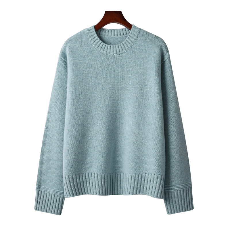 纯升圆领加厚针织衫 100%羊绒衫时尚休闲百搭厚款女士宽松秋冬