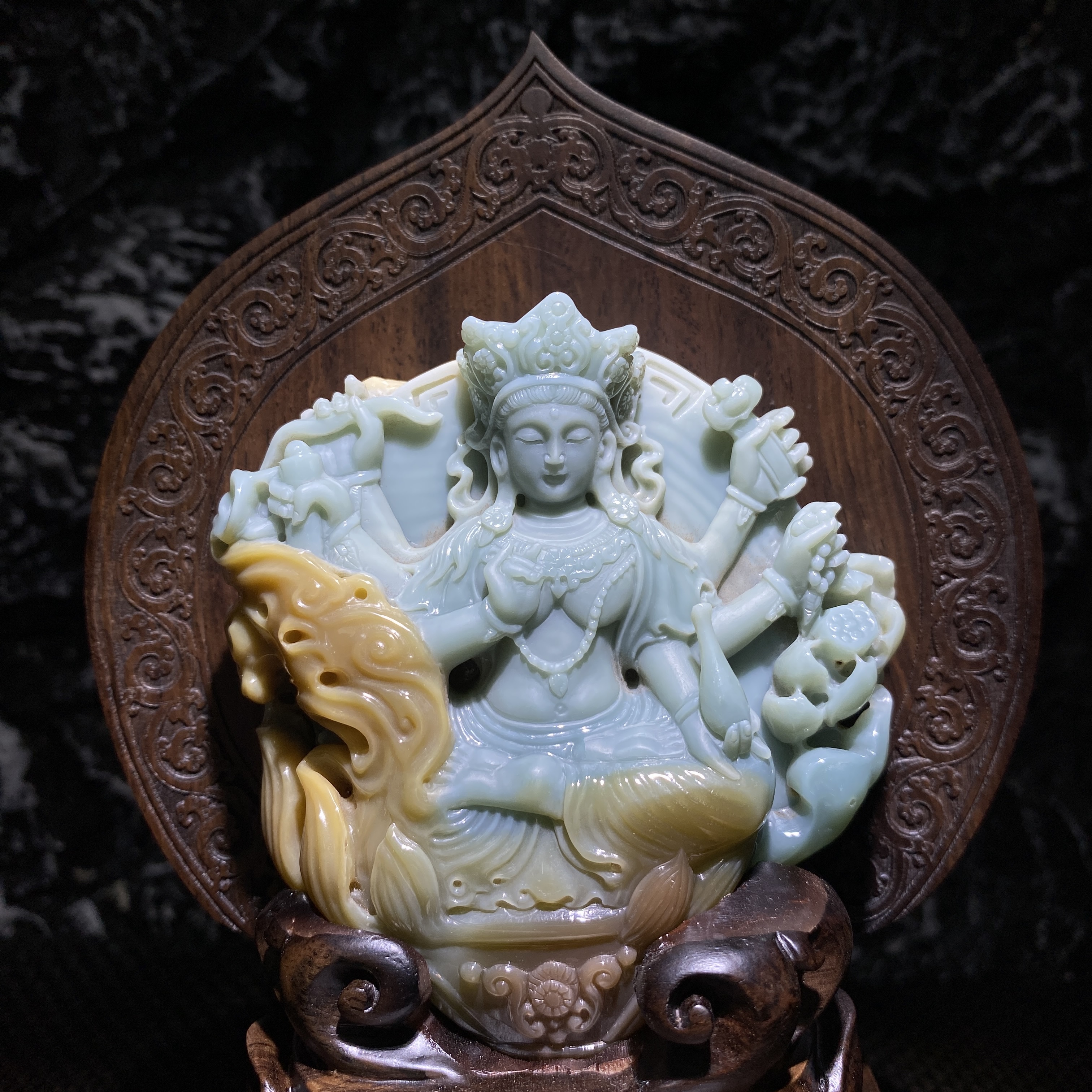 阿拉善彩玉千手观音摆件家具收藏送礼天然