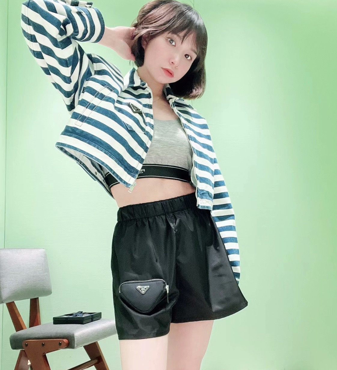 99新 Prada/普拉达 条纹丹宁外套  36码 00900