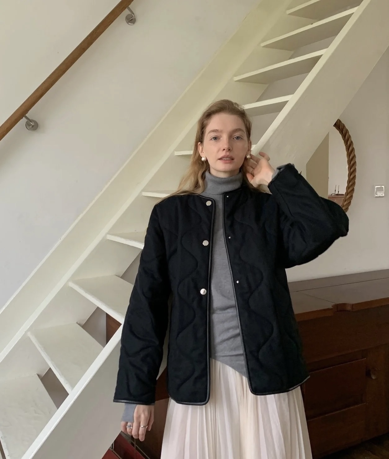 99新 Hermes/爱马仕 女士冬季正反两穿外套 38码00063