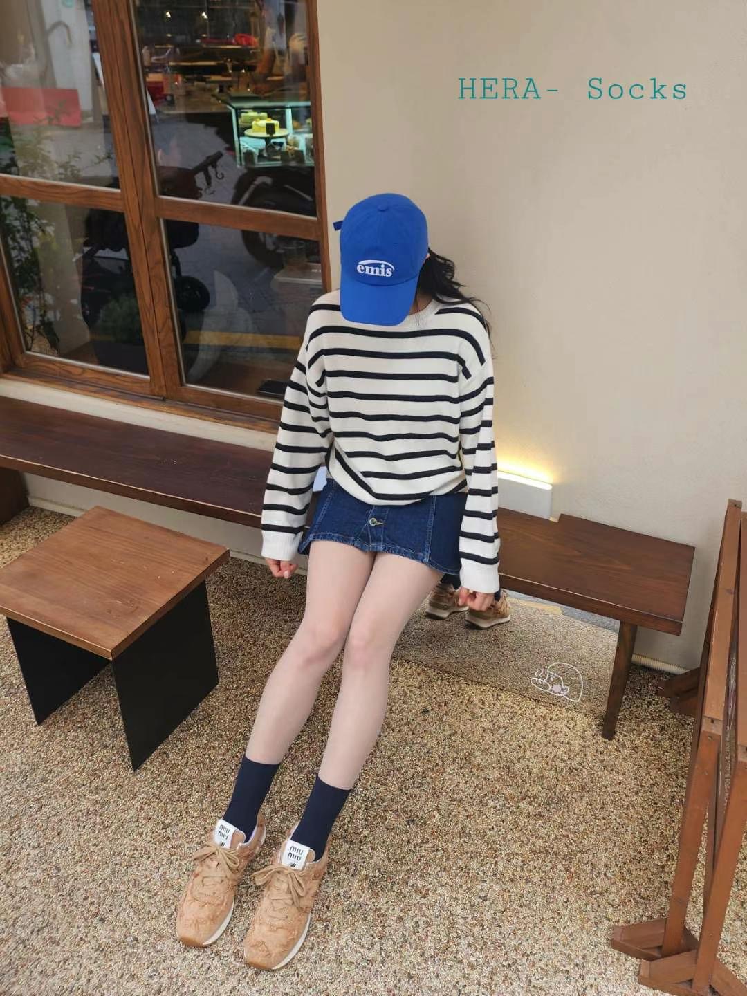 韩国正品代购 A家精梳棉袜子纯色短中筒四季吸汗女袜子no退no换